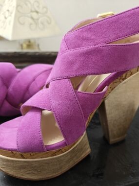 Dolce Vita Magenta Suede Crisscross Platform Sandals